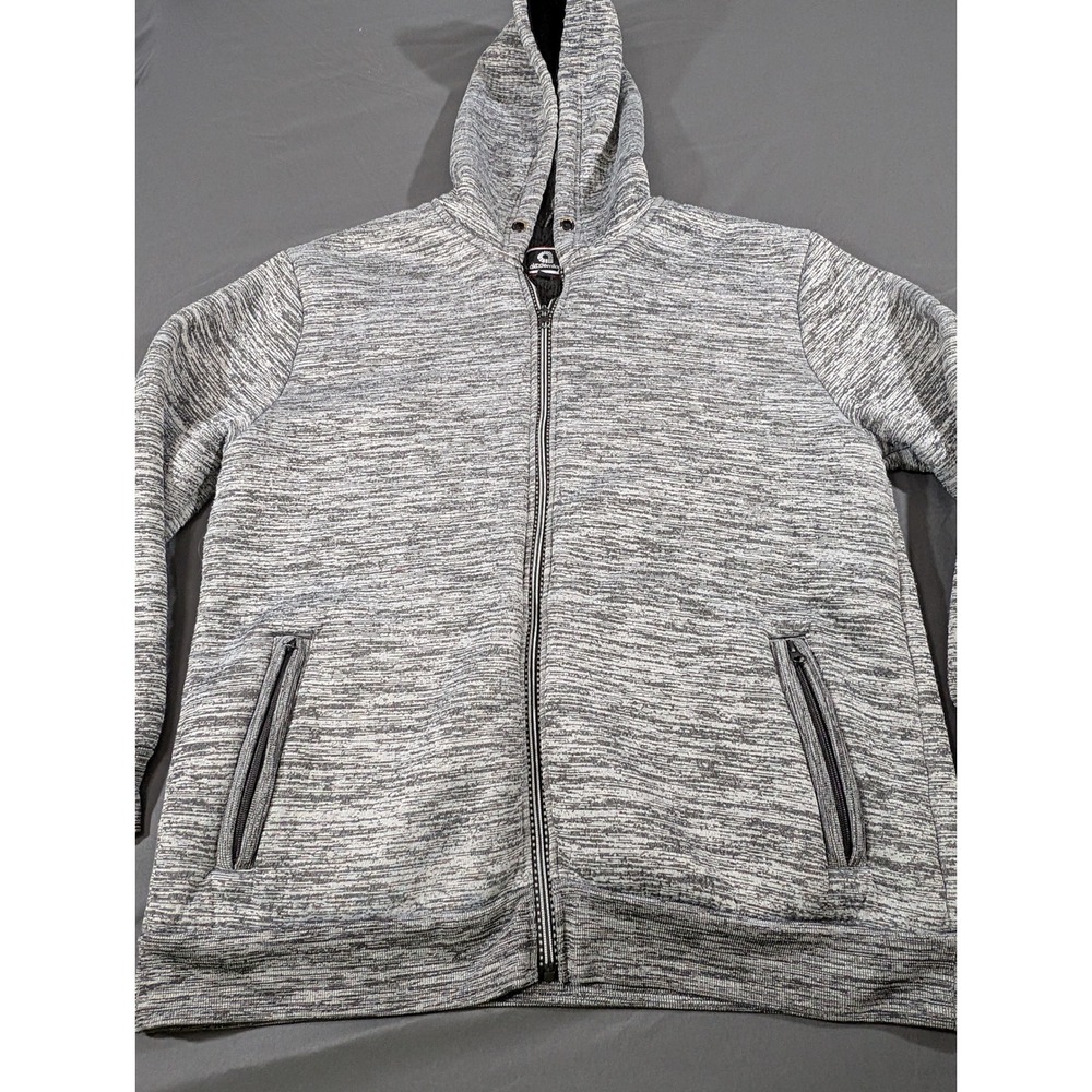 Akademiks Mens 2XL Gray Space Dye Sherpa Lined Full Zip Hoodie Sweatshirt